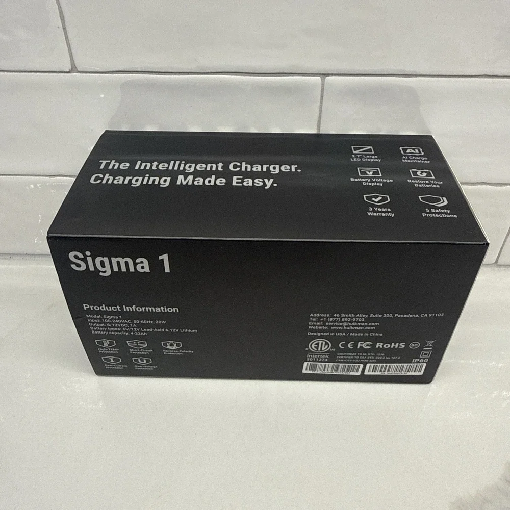 HULKMAN Sigma 1 Car ATV Boat Battery Charger - 1A 6V/12V Automatic Smart Trickle